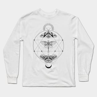 Three moths with moon Long Sleeve T-Shirt